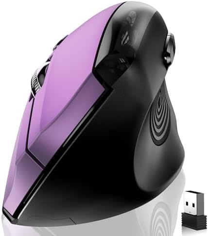 Elevate Your Comfort and Style with the memzuoix Purple Ergonomic Wireless Mouse – Right-Handed Vertical Design for Natural Wrist Posture, Adjustable DPI of 800/1200/1600, Perfect for PCs, Laptops, and Desktops – Experience Lag-Free 2.4 G Connectivity and Enhanced Productivity!