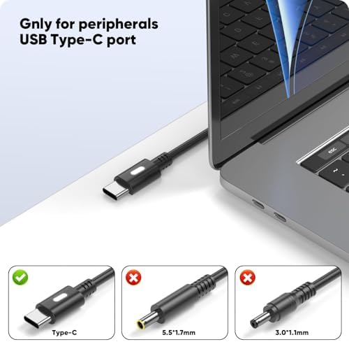 Dell 130 W GAN USB-C Laptop Charger: Fast Charging Power Adapter for XPS & Precision Models with 10 FT Cable, LED Indicator, and Versatile Compatibility – Ideal for Professionals Seeking Efficiency and Durability