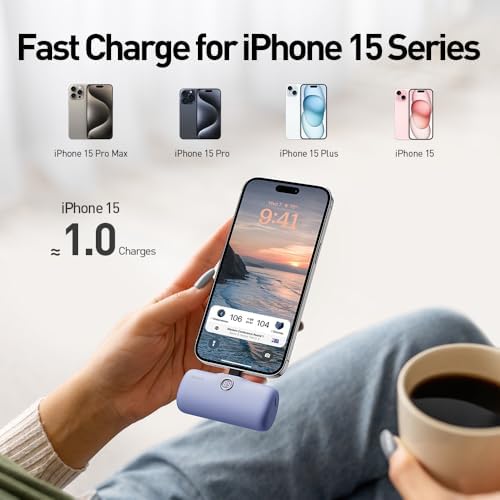 Compact i WALK 4,800 m Ah Portable Charger – High-Speed 18 W PD Power Bank with Built-in USB-C for Seamless Charging of i Phone 15/16/Pro/Max & Samsung Galaxy S25/S24/S23 – Ideal Travel Companion for On-the-Go Power Solutions