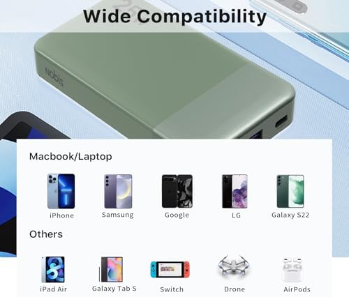 NOBIS 10000 m Ah Fast Charging Power Bank with Digital Display – Versatile USB-C Battery Pack for i Phone, i Pad, Android & More (25 W) – Compact, Reliable Charging Solution for On-the-Go Power Needs