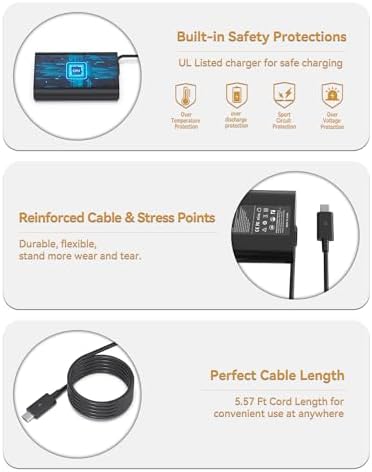 65 W USB-C Laptop Charger for Dell – Fast Charging Power Adapter for Latitude 5420/5520 & XPS 12/13 Series – Advanced Power Delivery with Universal Compatibility – Reliable Replacement Power Cord for Efficient Device Charging