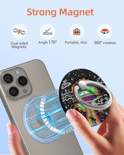 Magnetic Phone Grip Holder for i Phone – Adjustable Mag Safe-Compatible Finger Ring Stand with Fun Designs for Secure Selfies and Video Calls – Lightweight, Durable, and Removable Accessory to Elevate Your Smartphone Experience