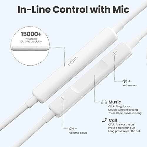 Premium USB C Wired Earbuds 4 Pack – Hi-Fi Stereo Headphones with Built-In Microphone and Remote for Samsung Galaxy S23/S22, i Pad Pro, and Pixel 7 – Exceptional Sound Quality and Ergonomic Comfort for Daily Use