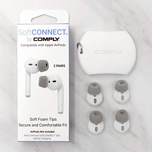 Transform Your Listening Experience with Comply Soft CONNECT Foam Earbud Tips – Premium Memory Foam for Apple Air Pods 1 & 2, Earpods, and Generic Models | Gray Medium – Unmatched Comfort, Noise Isolation, and Longevity