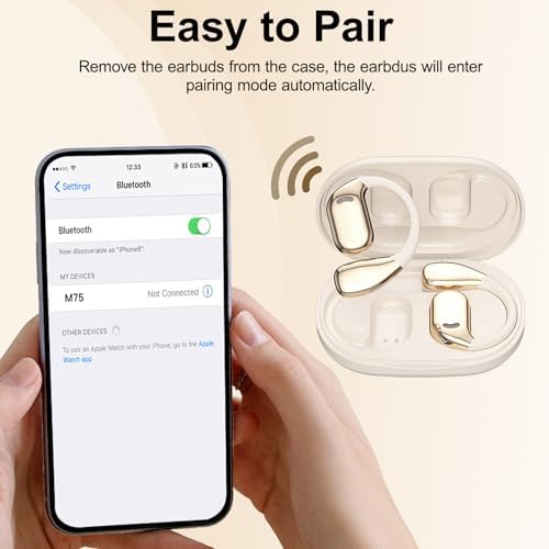 Unleash Your Active Lifestyle with Open Ear Bluetooth Headphones – 50-Hour Playtime for Endless Audio Enjoyment, Sweatproof Sports Earbuds Featuring Touch Controls for Effortless Music Management, Perfect for Running and Fitness Enthusiasts, Seamless Device Compatibility for Ultimate Connectivity