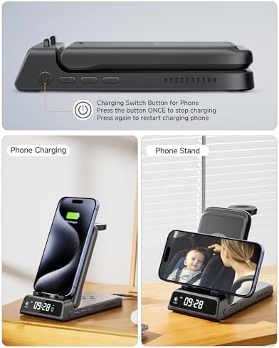 Swan Scout 703 A Premium Multi-Device Wireless Charging Station – Fast, Compact Charger for i Phone 11-16, Apple Watch SE 2-10, and Air Pods Pro 2/4 – Sleek Travel Power Hub for Effortless Device Management and Enhanced Compatibility