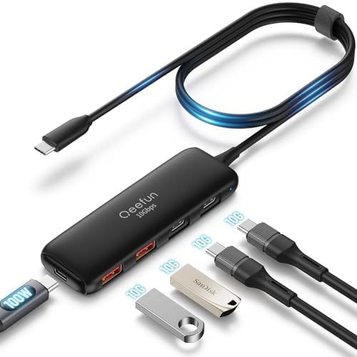 Revolutionize Your Connectivity with the Qeefun 4-Port USB 3.0 Hub – High-Speed 5 Gbps Data Transfer, Individual LED Power Switches, and 2 ft Extension Cable for Ultimate Flexibility – Perfect USB Splitter for Laptops, PCs, i Macs, and More! Enhance Your Workspace Efficiency and Control Multiple Devices Effortlessly!