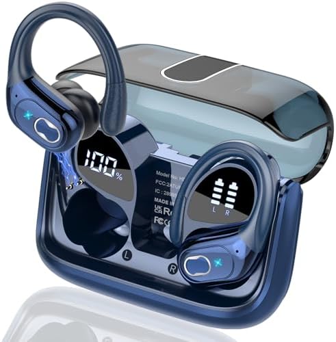 Ultimate Bluetooth 5.4 Wireless Earbuds with 75-Hour Playtime – Ergonomic Deep Bass Sport Headphones with IPX7 Waterproof Rating for Active Lifestyles, Advanced ENC Noise Cancelling Mic for Superior Call Clarity – Ideal for Fitness and Outdoor Activities