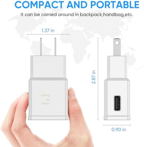 Premium Adaptive Fast Charging Block USB Wall Charger – Efficient Quick Charge Adapter for Samsung Galaxy S25/S24/S23/S22/S21/S20/S10/S9/S8/S7/Note 10 (4-Pack, White) – Maximize Charging Speed & Compatibility for Seamless Device Performance