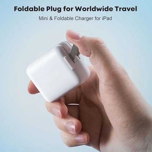 Ultimate 2-Pack i Pad Charger Set: 10 FT Lightning Cable & 12 W Foldable USB Wall Adapter for Quick & Reliable Charging – Compatible with i Pad 4/5/6/7/8/9, Mini & Air Models – Travel-Friendly Design for Uninterrupted Use