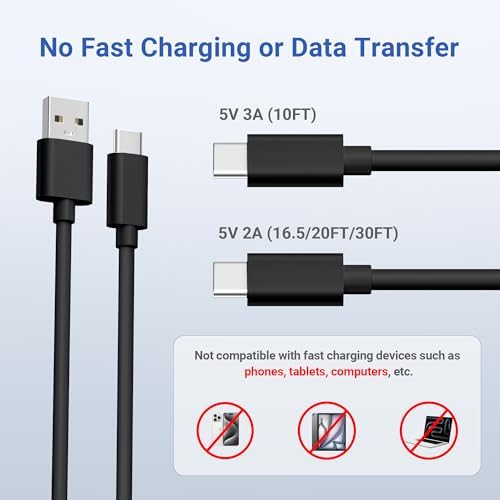 Basesailor Blink Mini 2 Power Cord 20 FT/2 Pack – Extra Long USB A to USB C Charging Cable for Eufy Solo Cam & Petcube Cam – Durable Tangle-Free Design for Enhanced Compatibility and High-Speed Performance, Ideal for Security Cameras Indoor/Outdoor Use