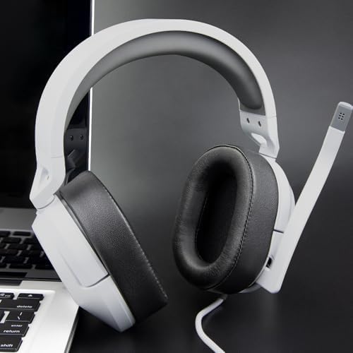 Transform Your Gaming Experience with SOULWIT Premium Replacement Earpads for Corsair HS65/HS55 – Luxurious Protein Leather & High-Density Foam for Maximum Comfort and Superior Noise Isolation – Ideal Fit for HS55 Surround V2 & Wireless Core Headsets in Sleek Grey
