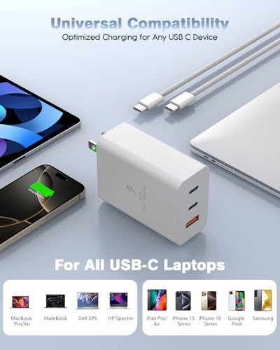 Power Up with the Ultimate 100 W USB-C Charger Bundle: Dual USB-C Ports with 140 W 6 FT Braided Cable for Fast, Simultaneous Charging of i Phone 16/15, i Pad Pro, and Mac Book – Experience Intelligent Protection for Safe Use and Travel-Ready Convenience – Maximize Charging Efficiency and Minimize Downtime with Our High-Performance 3-Port Adapter – Perfect for Home, Office, and On-the-Go Charging Needs – Universal Compatibility Ensures Fast Charging for All Your Devices – Stay Connected and Powered Up Anytime, Anywhere!