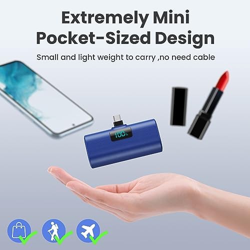 Dual-Pack Portable Power Bank for i Phone 16 Series – 5200 m Ah Fast Charging USB-C Battery Pack with Built-in Connector for i Phone 16/16 Plus/16 Pro/16 Pro Max/15 Series, Samsung & Android Devices – Lightweight Travel Charger for On-the-Go Convenience
