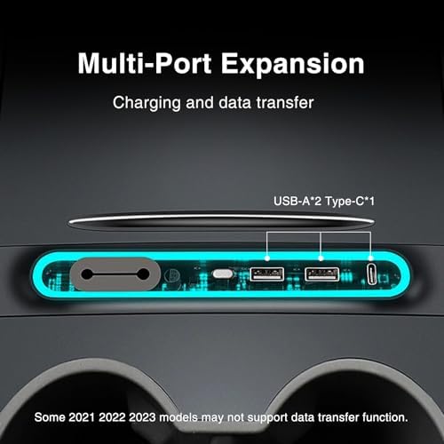 Transform Your Tesla Model 3/Y with the Ultimate USB Hub – Multi-Port Charger with Tricolor LED for 2021-2023 Models – Fast Charging Solution for All Your Devices – Stylish Interior Accessory for Seamless Connectivity