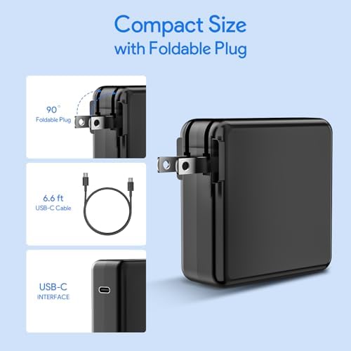 High-Speed 67 W USB-C Charger for Mac Book Pro & Air – Compatible with 13/14 Inch Models, Includes 6.6 ft USB-C Cable for Rapid Charging and Data Transfer – Versatile Power Adapter for 12 Inch Mac Book and All USB-C Devices – Enhanced Safety Features & Smart Charging Technology for Optimal Performance