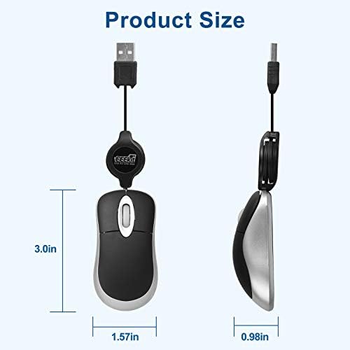 Compact Blue USB Optical Mouse Duo with Retractable Cable – Perfect Travel Accessory for Windows & Mac Users, High Precision & Ergonomic Comfort, Tangle-Free Design for On-the-Go Computing