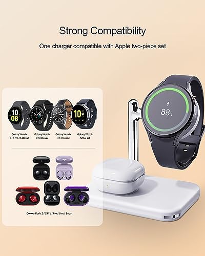 Versatile 2-in-1 Samsung Charger Stand for Galaxy Watch & Earbuds – Compact Foldable Dock with Rapid Charging for Galaxy Watch 7/6 Classic/5/5 Pro/4/3 & Galaxy Buds 2/2 Pro/Live – Ultimate Convenience for Multi-Device Users