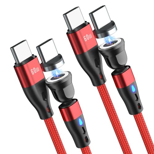 Magnetic 60 W USB C Cable Duo – Fast Charging & Data Transfer for i Phone, Android, i Pad, Samsung, Pixel & Mac Book – 6.6 ft Convenience & Enhanced Compatibility for All Devices