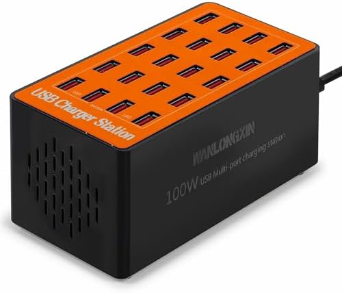 20-Port USB Charging Hub – 100 W Fast Charging Station for Multiple Devices, Smart Power Distribution, Compact USB Charger Dock for Home and Office Use, Ultimate Convenience for Gadgets and Electronics