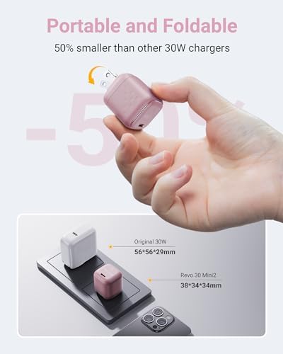 VOLTME 30 W Ga N USB-C Fast Charger – Ultra-Slim, Travel-Friendly Wall Adapter for i Phone 15/14/13/12/11 Pro Max & Galaxy S24/S23/S22/S21 – Compact Power Solution for i Pad Pro & Pixel Devices with Foldable Design for On-the-Go Charging Efficiency