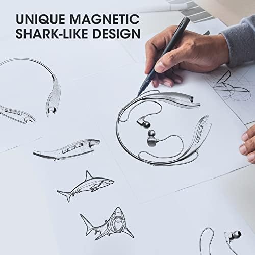 YOSDOM Waterproof Neckband Bluetooth Headphones – 24+ Hour Playtime, Shark Jaw Design for Secure Fit, Noise Isolation & Built-in Mic, Enhanced Compatibility for Active Lifestyles, IPX7 Rated for Gym & Outdoor Use, Call Vibration Alerts for Unmissable Connectivity