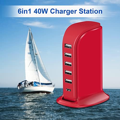 Kawaii-Inspired 6-Port USB Charging Hub: Ultimate Fast Charger for i Phones, Androids & More – Compact Multi-Device Power Station with 1 USB-C & 5 USB-A Ports for Effortless Travel & Home Connectivity, Tangle-Free Solutions for Modern Users