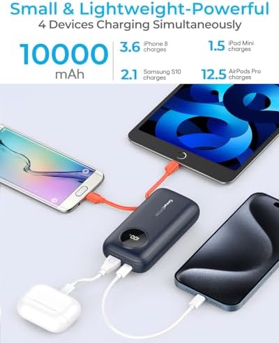 Stay Warm and Empowered: 10000 m Ah Heated Vest Battery Pack with Built-In Cables for Fast USB-C Charging – Ultimate Portable Power Bank for i Phone 16/15/14, Android & More – Essential Travel Companion for Adventurers and Cold Weather Enthusiasts