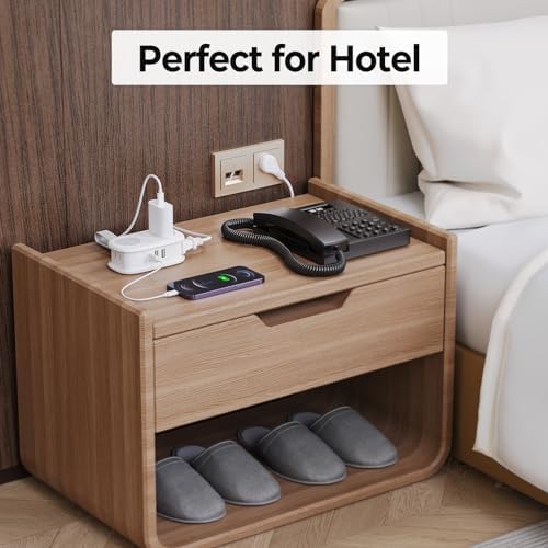 Compact Travel Power Strip by ORICO – 4 AC Outlets & 3 USB Ports (1 USB-C) with 4 FT Flexible Cord – Cruise Approved Portable Charging Station for Hotels and Adventure Trips – Ultimate Solution for Modern Travelers