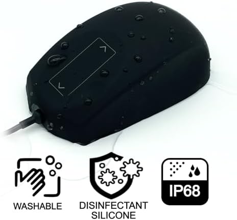 DSI Industrial Waterproof Optical Mouse – IP68 Rated Disinfectant Silicone Design for Ultimate Hygiene and Performance – 100% Latex-Free, Enhanced Compatibility & Precision Tracking for Professional Use