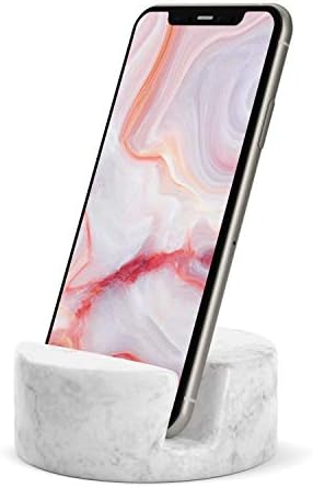Crevasse Phone Stand Premium Carrara Marble Cell Phone Holder for Cellphone or Tablet on Your Desk, Counter, Table or Nightstand. Luxurious Solid Real Stone Phone Stand for Recording – Enhanced Compatibility and Speed
