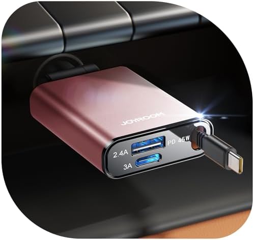 Ultra-Compact 72 W Retractable Car Charger – PD 45 W Fast Charging for i Phone 15/16, Samsung S25/S24 & Pixel – Space-Saving USB C Adapter for Convenient On-the-Go Power Solutions