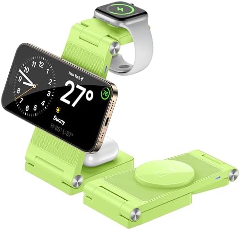 Innovative 3-in-1 Magnetic Wireless Charging Station – Premium Foldable Dock for i Phone 16/15/14/13/12, Apple Watch Ultra/Series 9-2, and Air Pods – Ultimate Travel-Friendly Power Hub with Superior Rapid Charging for Tech Savvy Professionals and On-the-Go Users