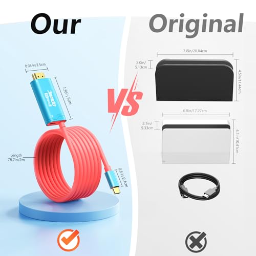 Elevate Your Gaming with the Switch 2 HDMI Adapter Cable Connector – 6.6 ft USB-C 3.2 to HDMI 2.0 for 4 K@60 Hz Gameplay | High-Speed 18 Gbps Data Transfer | Portable Power Delivery 100 W for Nintendo Switch 2, OLED, Steam Deck & ROG Ally | Ultimate Travel Dock for Immersive Visuals and Seamless Connectivity