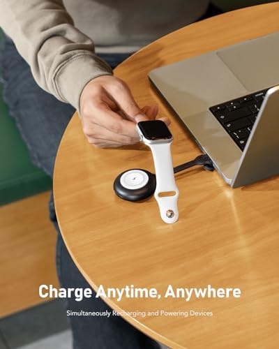 Compact Wireless Apple Watch Charger – 1200 m Ah Magnetic Power Bank for On-the-Go Charging, Compatible with Series 9/8/7/6/SE/5/4 – Sleek Keychain Accessory for Effortless Power Management and Travel Versatility
