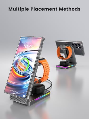 Revolutionary 3 in 1 Magnetic Wireless Charging Hub for Samsung Devices – Ultimate Foldable Mag Safe Station for Galaxy S25 Ultra/S24/S23 Ultra/S22, Galaxy Watch Ultra/8/7/6/5/4/Buds – Rapid Travel Charger with Enhanced Compatibility and Sleek Design for On-the-Go Charging Solutions