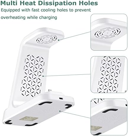 Transform Your Charging Experience with the DDUAN 3-in-1 Wireless Charging Station – Fast Charge Your i Phone, Apple Watch, and Air Pods Together with Included QC3.0 Adapter – Sleek White Design for Streamlined Power Management and Clutter-Free Setup