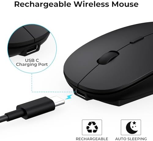 Elevate Your Tech Experience with Our Rechargeable USB-C Wireless Mouse – Ergonomic Dual-Mode Connectivity Perfect for Mac Book Air, PCs, and All Type-C Devices – Sleek Black Design for Enhanced Speed and Comfort