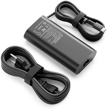 High-Power 100 W USB-C Laptop Charger for Dell Models – Fast Charging AC Adapter with Enhanced Compatibility for Latitude, Inspiron, and Precision Series – Eco-Friendly TPE Cable, Multiple Safety Protections, and Convenient Cable Management – Ideal Travel Companion for Home and Office Use