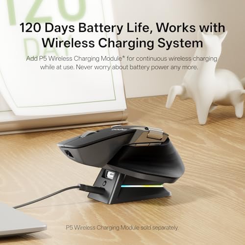 Revolutionize Your Workflow with Rapoo MT760 Multi-Device Wireless Mouse – Effortlessly Connect Up to 4 Devices with Bluetooth 5.0 & 2.4 G, 11 Customizable Buttons, 4 K DPI Precision, and 90 Days of Uninterrupted Battery Life – Perfect for Professionals and Tech Enthusiasts in Sleek Matte Black