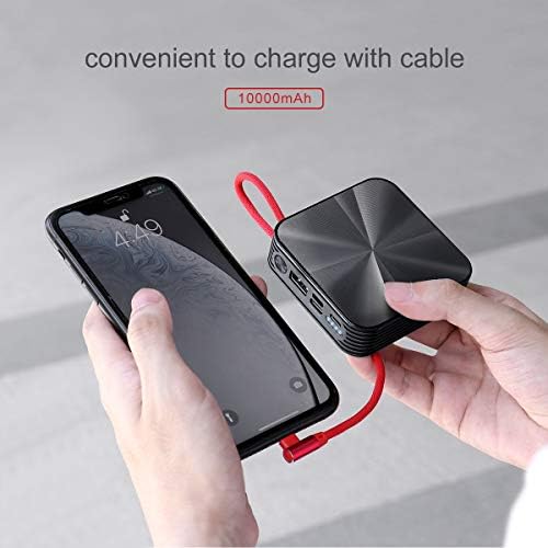 Ultra-Compact 10,000 m Ah Portable Power Bank with Built-in i Phone Charging Cable – Fast Charge & Enhanced Compatibility for i Phone Models 11, XS, XR, X, 8, 8 P, 7, 6, 6 S – Essential Travel Accessory for On-the-Go Power Needs