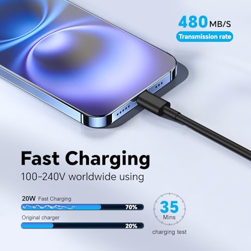 Ultimate 10 Ft USB C Fast Charging Cable Trio for i Phone 16 & 15 Series – 60 W Power Delivery, Sleek Purple, Pink & Black, Enhanced Compatibility for i Pad Pro, Mac Book Air & Samsung Devices – Unmatched Speed & Durability for On-the-Go Charging