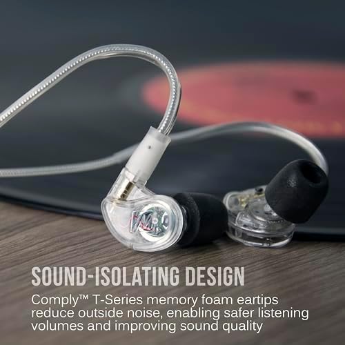 MEE audio M6 PRO In-Ear Monitor Headphones – 2 nd Gen Model with Superior Sound Quality, Customizable Fit Memory Wire Earhooks, and Durable Replaceable Cables for Professional Musicians – Noise Isolation Earbuds with Dual Cord Options (Black) – Perfect for Live Performances and Studio Recording