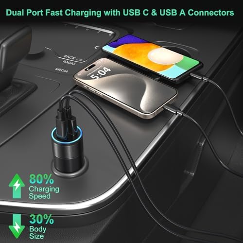 Power Up Anywhere: Bangfun 40 W Dual Port USB C Car Charger – 5 Pack – PD 3.0 Rapid Charging Adapter for i Phone 15/14/13/12 Pro Max & Samsung S24/S23 – Compact Cigarette Lighter Charger for On-the-Go Convenience – Enhanced Dual Device Compatibility and Safety Features