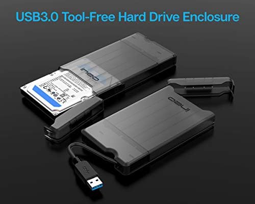 Ineo USB 3.1 Type C Tool-Less External Hard Drive Enclosure for 2.5 Inch SATA HDD & SSD – Fast UASP Supported Storage Solution for 7 mm & 9.5 mm Drives – Lightweight, Portable Design in Elegant White Finish for Enhanced Data Management Efficiency