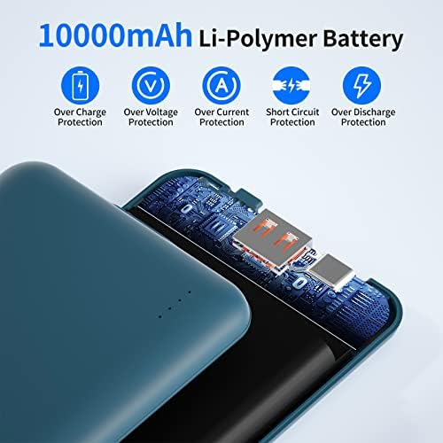 DOACE 10,000 m Ah Ultra-Fast Portable Charger – 18 W Power Bank with PD 22.5 W Type-C Input/Output for Rapid Device Charging – Ideal for Heated Jackets, Pants & Smartphones – Dual USB Outputs for Simultaneous Charging – Lightweight, Durable, and Travel-Friendly