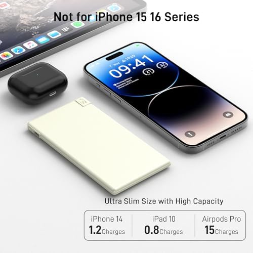 Auskang Slim Power Bank – 5000 m Ah USB-C Portable Charger with Built-in Cable, Airplane Safe Thin Battery Pack for i Phone 16, 15, Samsung, Google Pixel & Android Devices – Ultimate Travel Power Solution for Fast Charging and Enhanced Compatibility