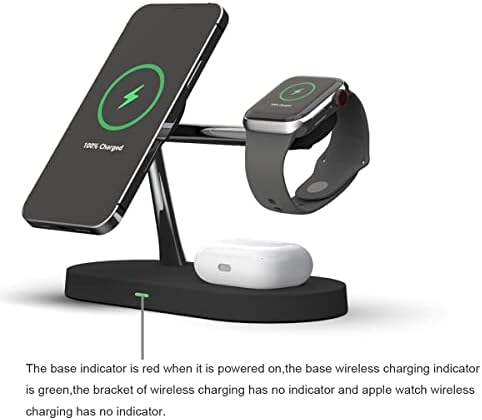 Maximize Your Charging Efficiency with the 5-in-1 Magnetic Wireless Charging Hub – High-Speed 15 W Mag-Safe Dock for i Phone 15/14/13/12, Apple Watch Series 7/SE/6/5/4/3/2, and Air Pods 3/2/Pro – The Ultimate All-in-One Charging Solution for Seamless Device Management and Clutter-Free Workspace