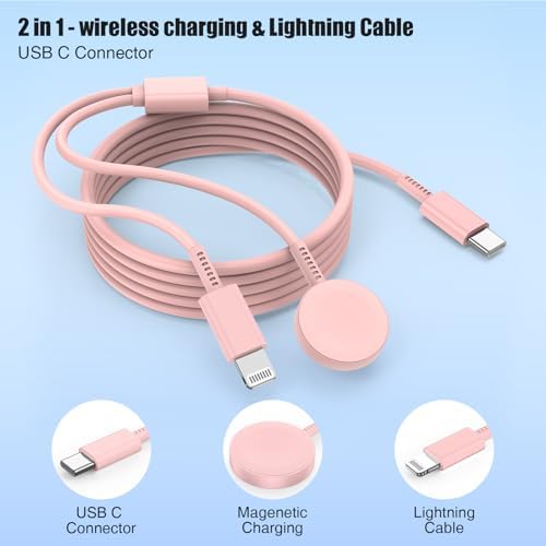 Revolutionary 2-in-1 USB C Magnetic Charger for Apple Devices – MFi Certified 20 W Fast Charge Cable with 6-ft Flexibility for Ultimate Convenience – Perfect Compatibility with Apple Watch Series 8/7/SE/6/5/4/3/2/1 and i Phone 14/13/12/11/XS – Your Premium Solution for Rapid Power Delivery on the Go