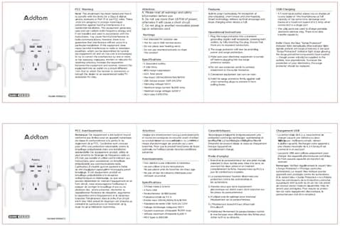 Addtam 5-Outlet Surge Protector with 4 USB Fast Charging Ports – Versatile Outlet Extender Power Strip for Home and Dorm Room Use, Enhanced Safety Features with Built-in Surge Protection, Compact Design for Easy Travel and Maximum Device Compatibility